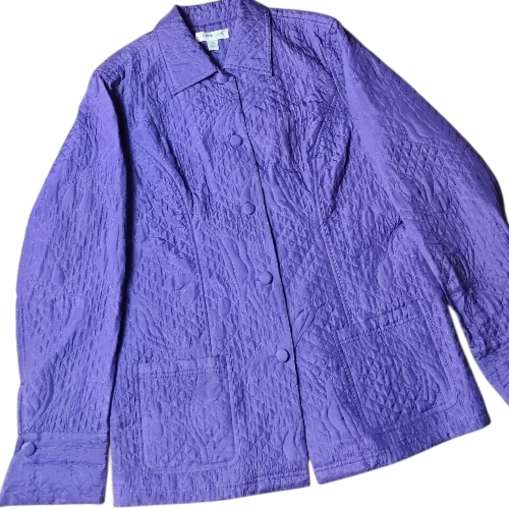 COLDWATER CREEK | Vibrant Purple Silk Structured Quilted Barn Coat Jacket | M